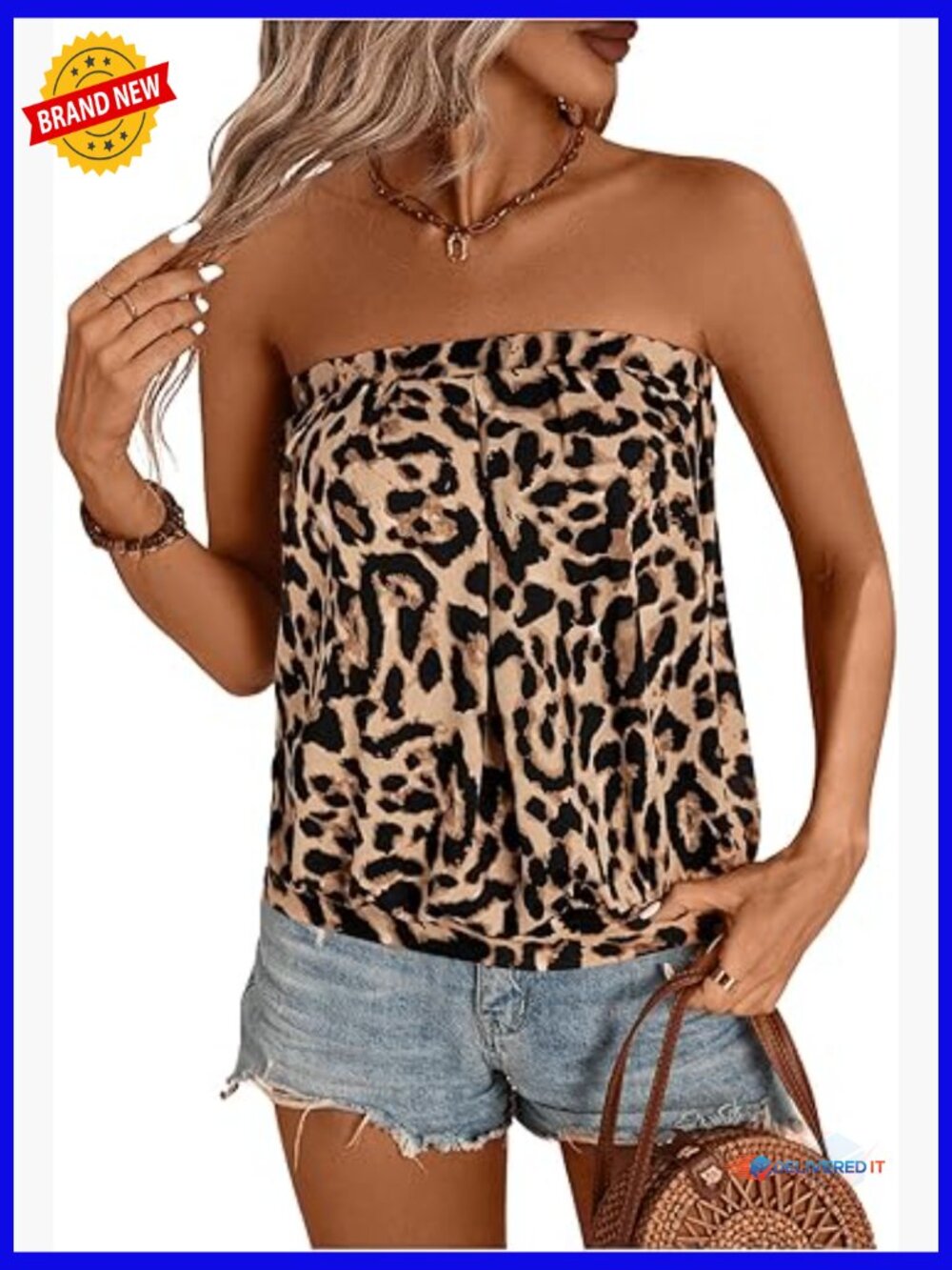 Strapless Bandeau Tube Top - Leopard Print Y2K Club Top